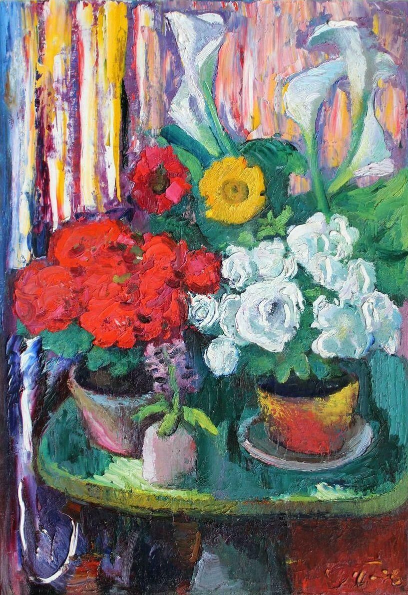 Dmitry Panichev Flowers. Cardboard, Oil
