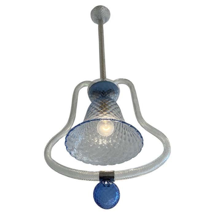 Charming Italian Lantern Chandelier By Barovier & Toso, Murano, 1950s