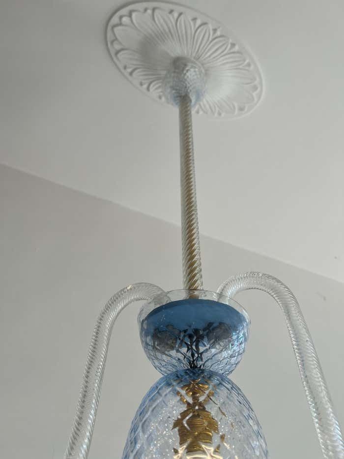 Charming Italian Lantern Chandelier By Barovier & Toso, Murano, 1950s photo 1730.0