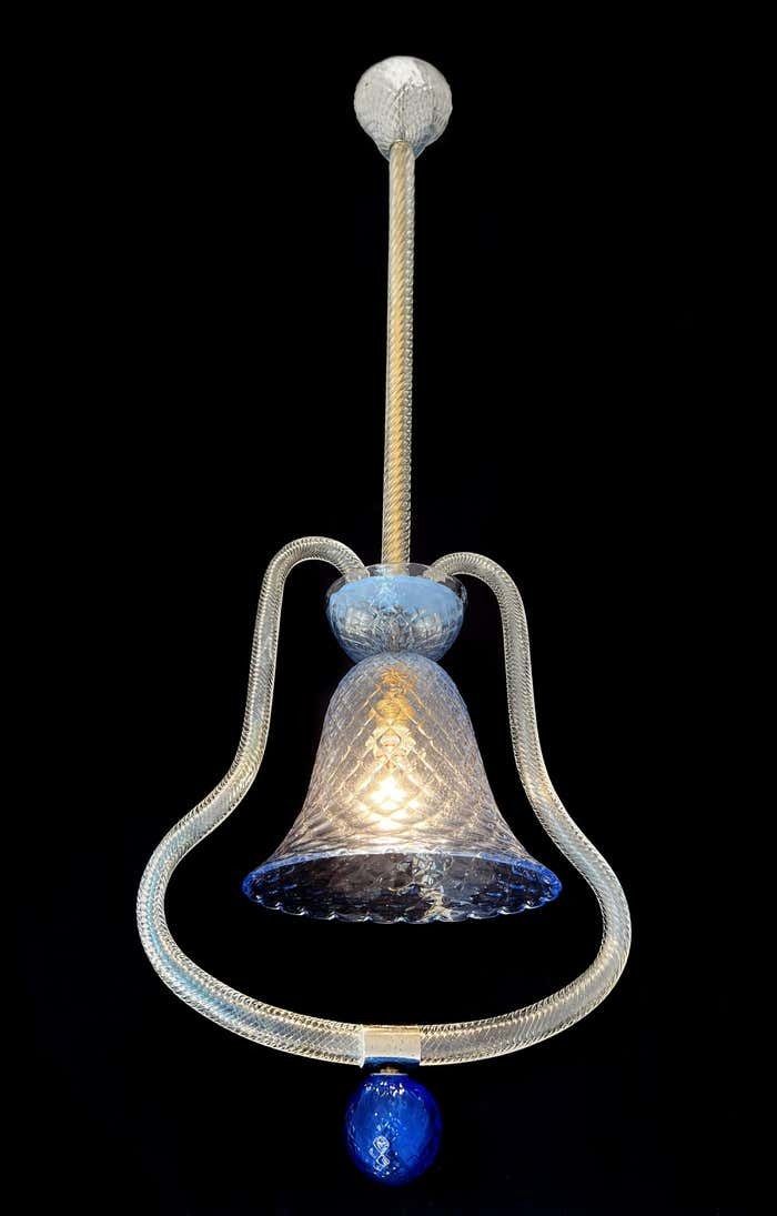 photo for sale Charming Italian Lantern Chandelier By Barovier & Toso, Murano, 1950s