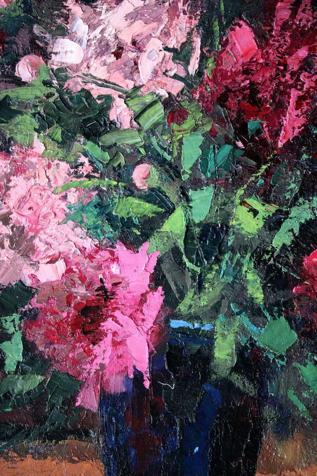 Janis Krontals Still Life With Peonies. 1969, Plywood, Oil, photo 1397.0