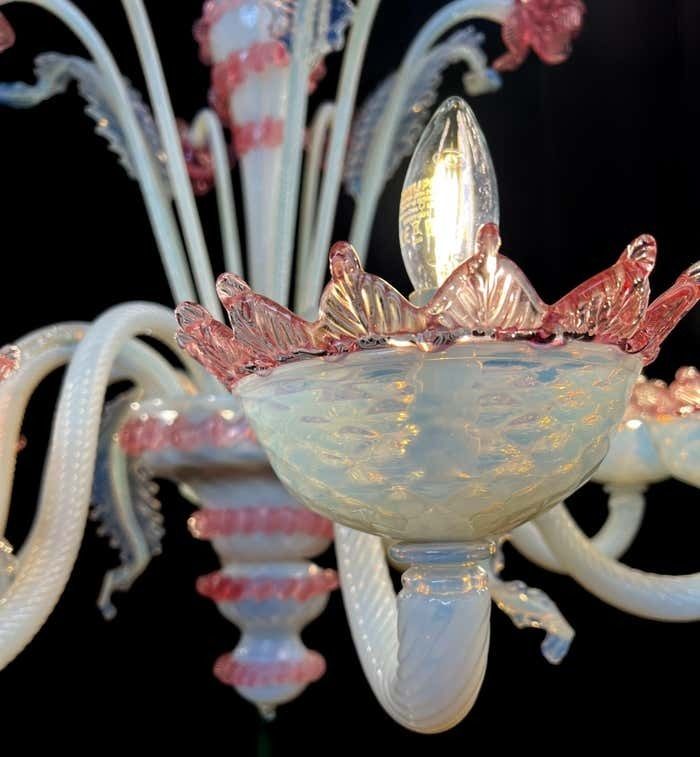 photo vinterior Majestic Light Blue And Pink Venetian Chandelier, Murano, 1950s