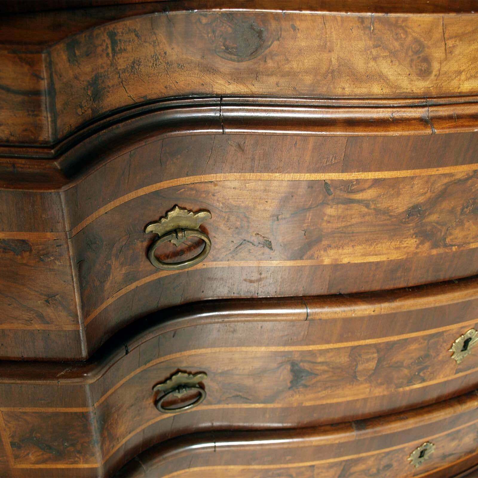 Original 18th Century Venetian Secretary Desk Bookcase Burled Walnut With Inlaid photo vinterior
