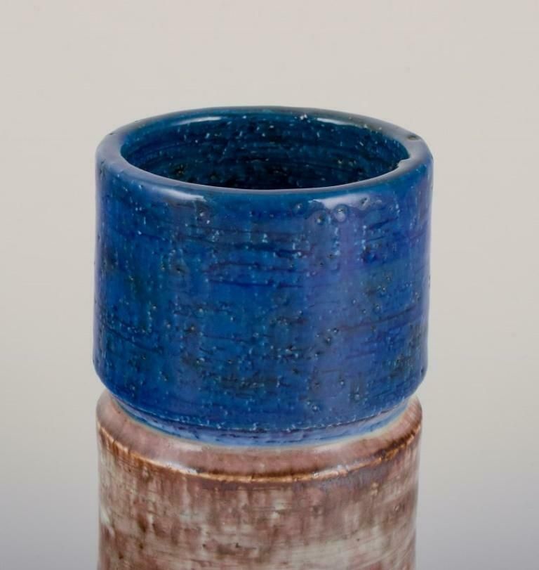 Sylvia Leuchvius For Rörstrand. Ceramic Vase With Glaze In Blue And Sandy Tones. photo for sale