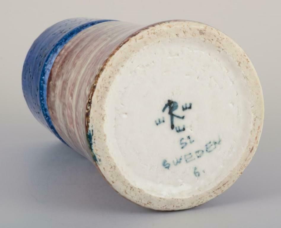 Sylvia Leuchvius For Rörstrand. Ceramic Vase With Glaze In Blue And Sandy Tones. photo 259.0