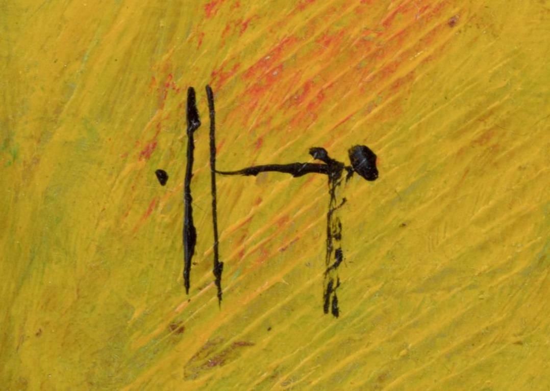 Swedish Artist. Oil On Board. Abstract Composition In Bold Colours. photo Art