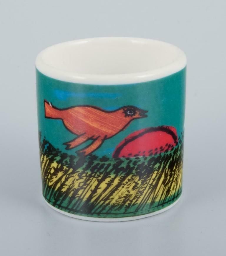 Corneille, Dutch Cobra Artist. Coffee Cup, Plate And Egg Cup In Porcelain. photo 243.0