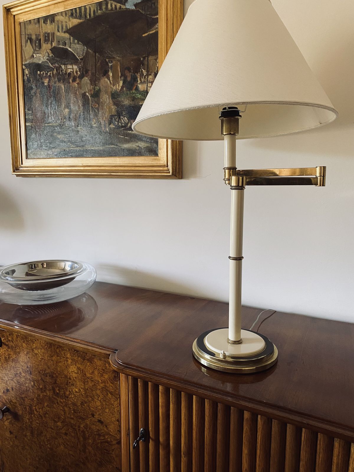 photo vinterior Hollywood Regency Brass Table Lamp, Tommaso Barbi Italy 1970