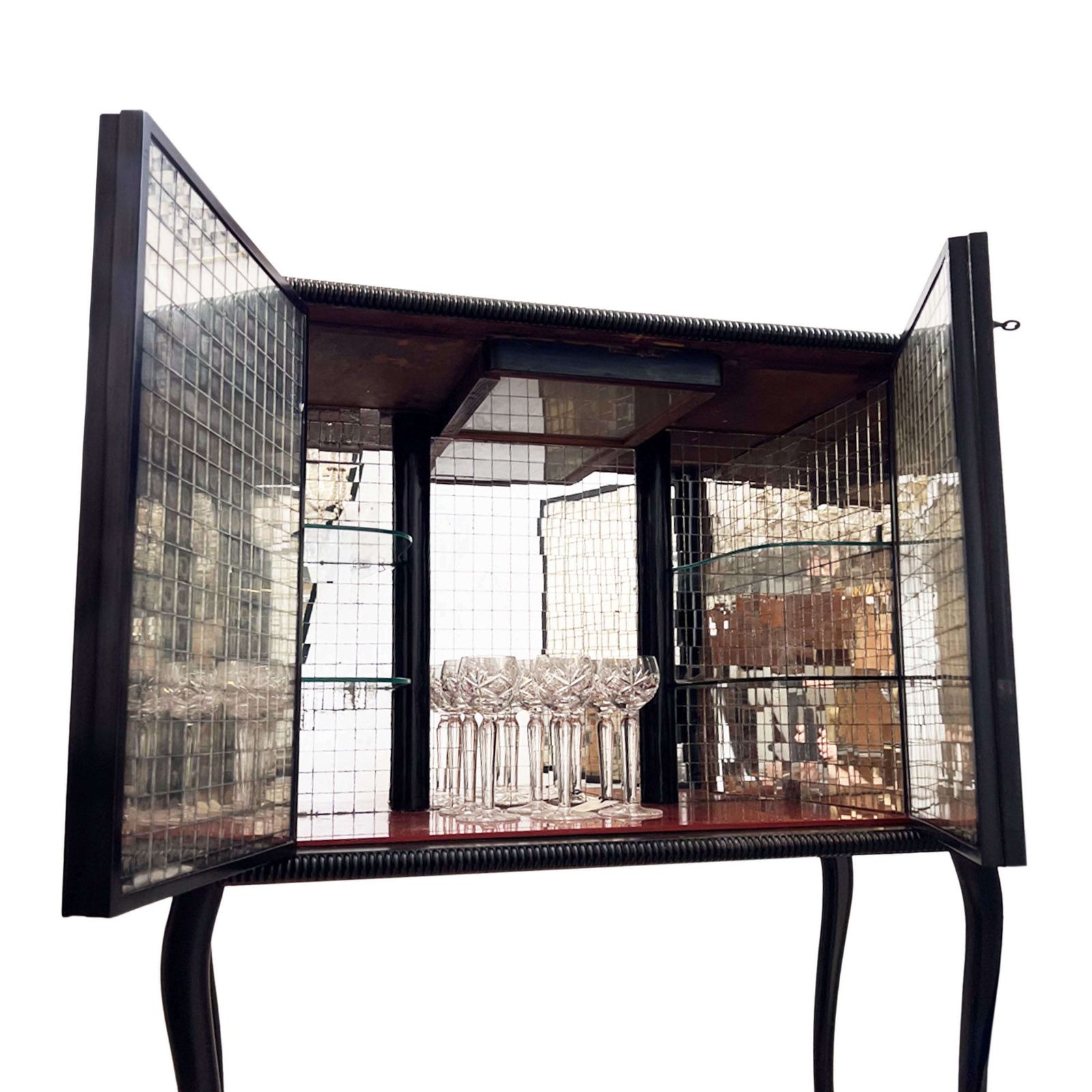 French Midcentury Cocktail Cabinet With Glass Interior photo Furniture