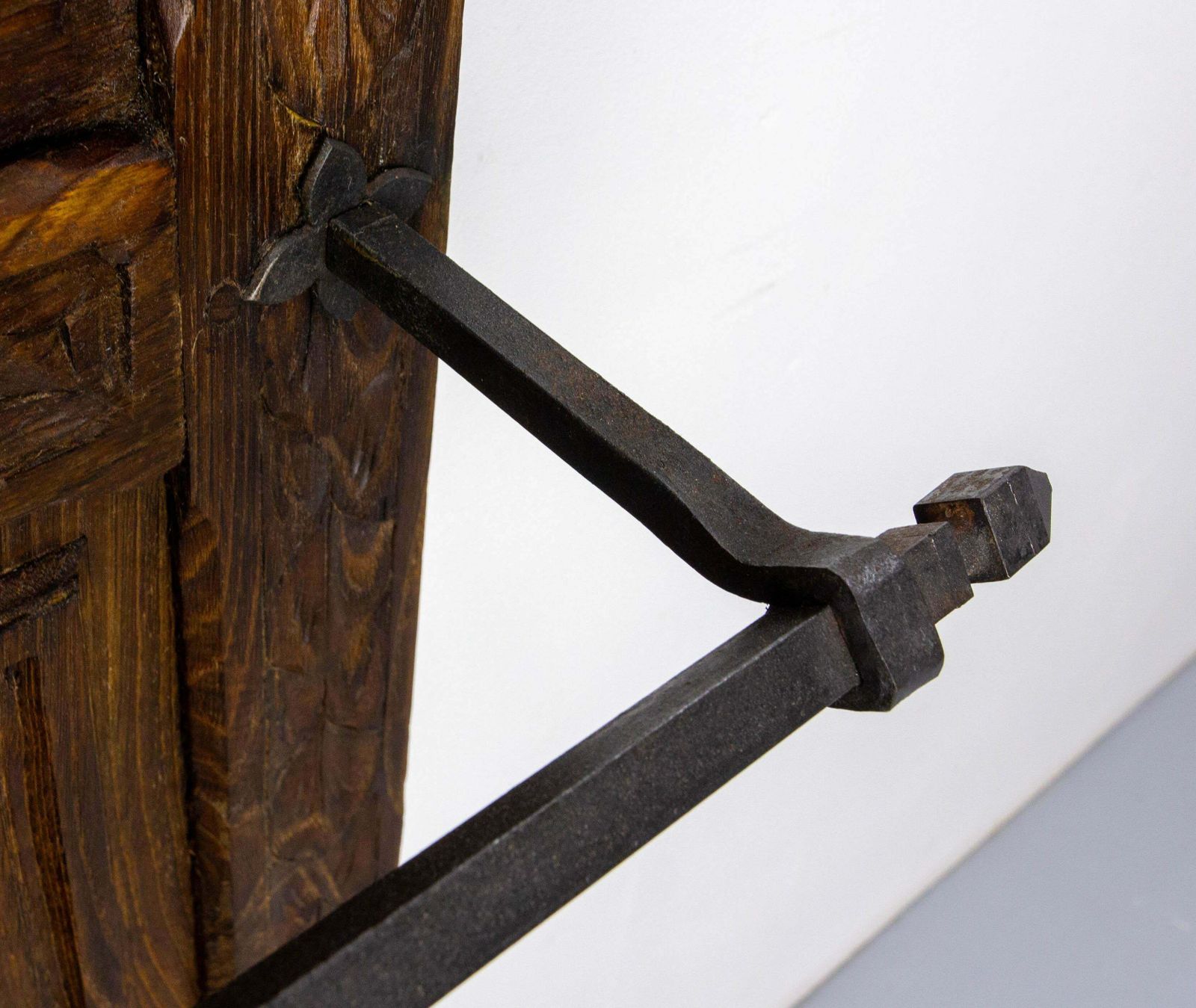 French Coat Hat Rack Chestnut Mirror Wrough Iron & Zinc Stand Gothic St 19th C. photo vinterior