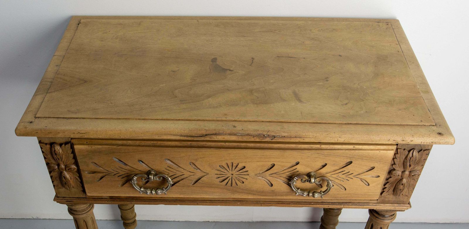 photo for sale French 19th Century Writing Table On Wheels Carved Walnut Desk English Style