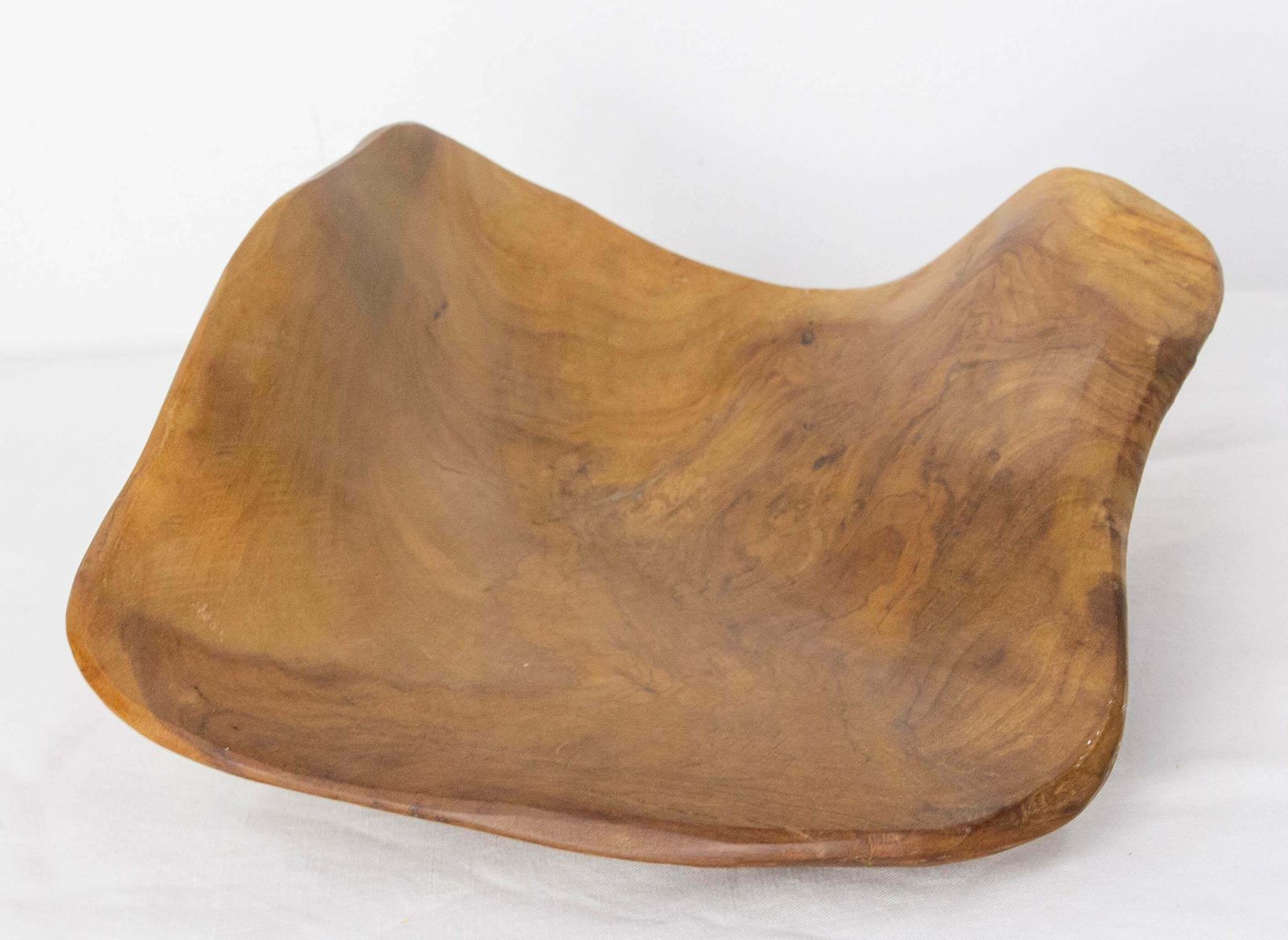 393.0 French Olive Wood Sculpture Flying Goose & Vide Poche Reversible Objet, C 1970 photo