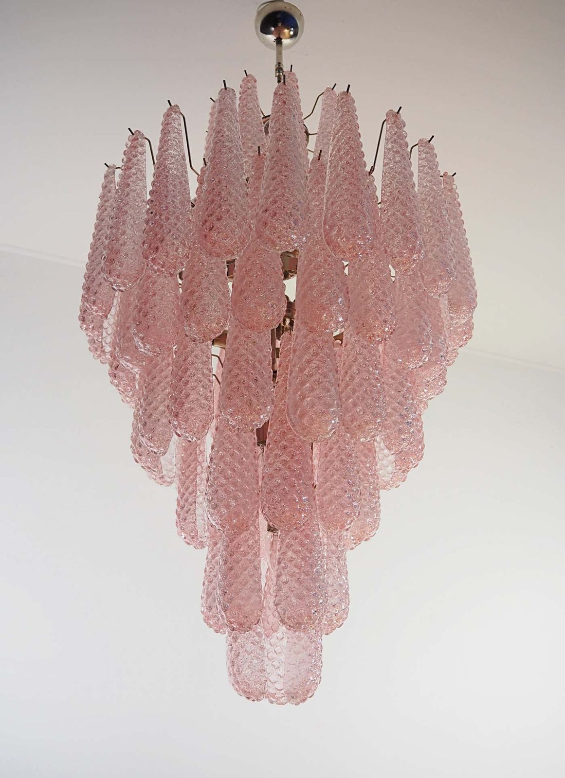 Italian Pink And White Petal Chandeliers, Murano photo for sale