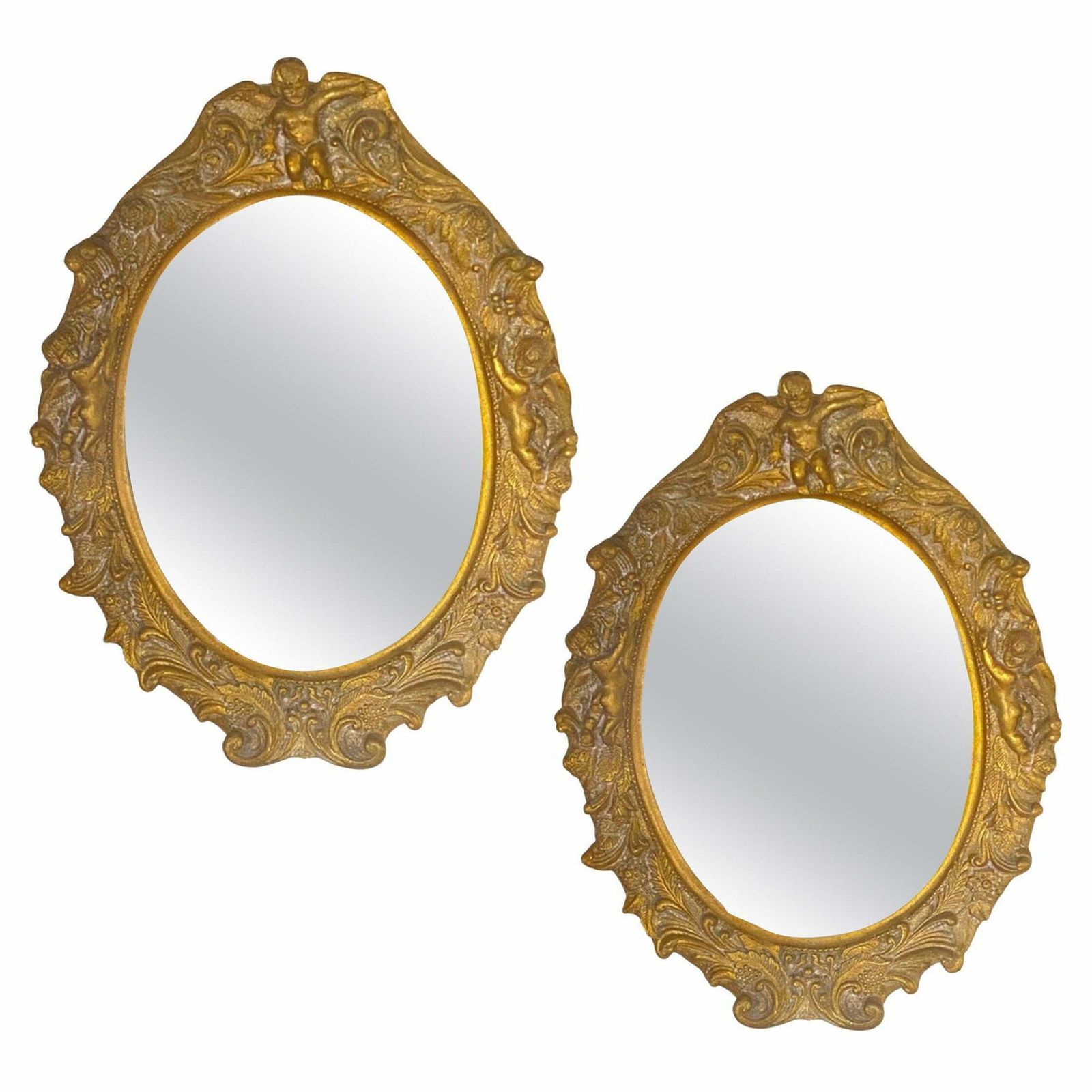 Gilt Mirrors In Resin Old Gilt Patina Style, 20th Century Set Of 2