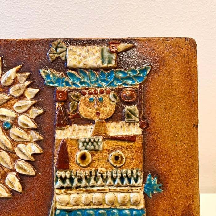 Rare Stoneware Wall Plaque By Stig Lindberg For Gustavsberg, Swedish Modern photo Art