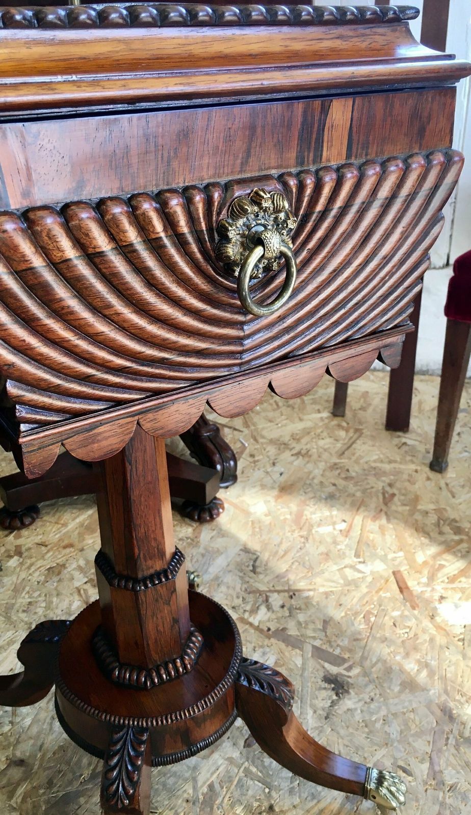 Georgian Decoratively Carved Rosewood Teapoy photo 995.0