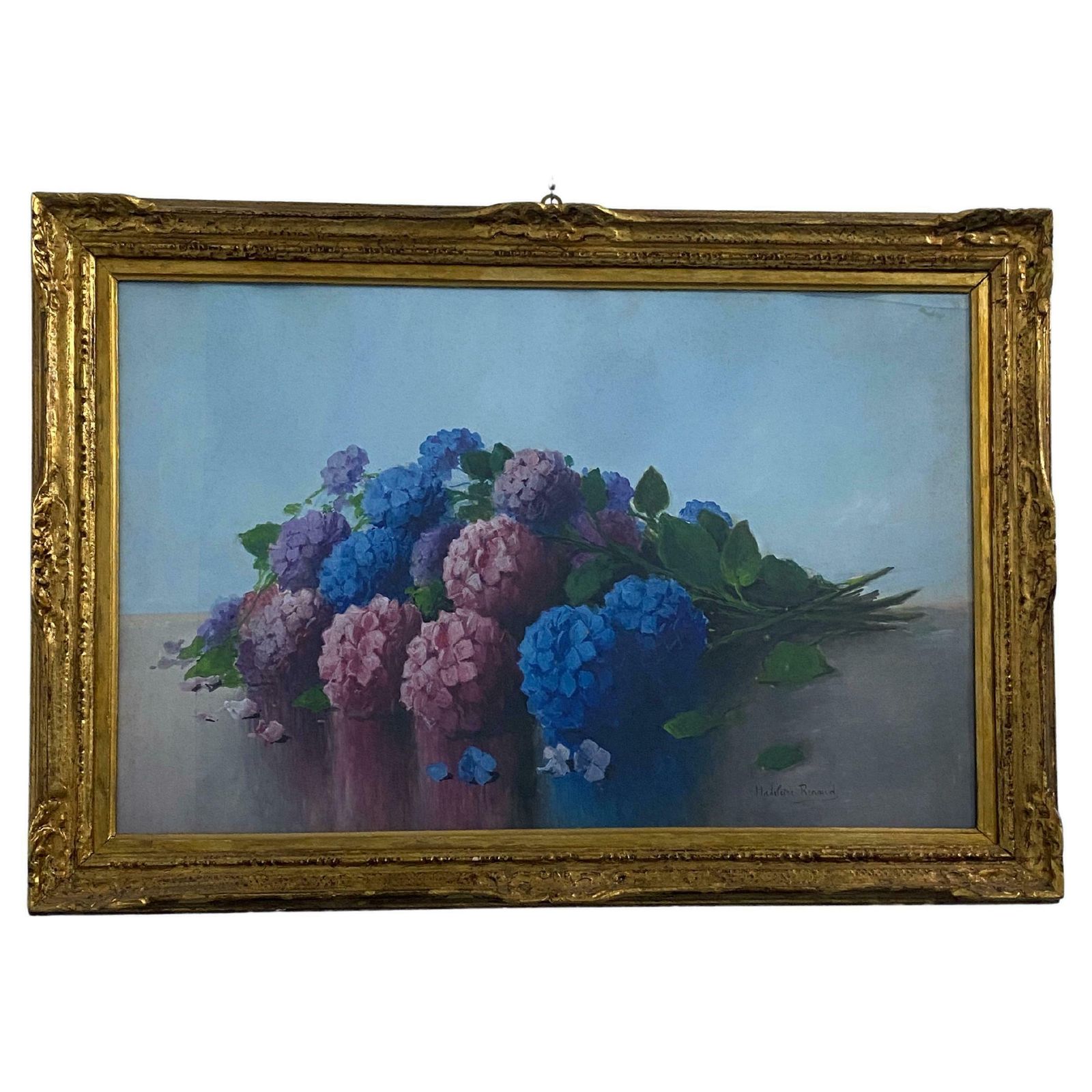 Watercolor Painting "Bouquet Of Flowers" Signed Madeleine Renaud France 1950s