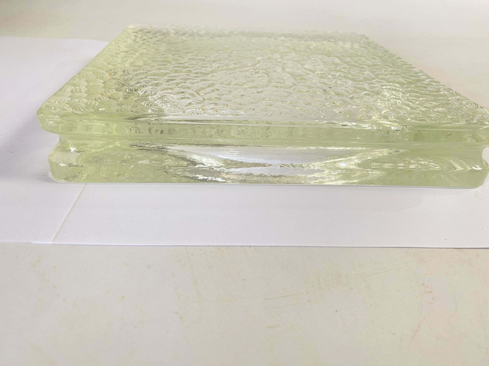 photo vinterior Large Vide Poche Or Ashtray In Glass, Geometrical Patterns France, Circa 1970