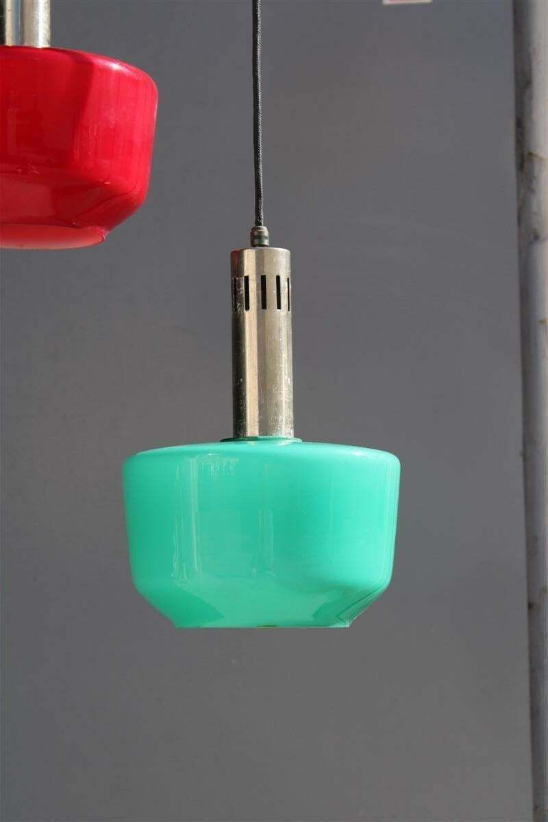 Lighting Cascade Chandelier Ceiling Lamp Vistosi Red Green Pink 1950s Mid Century Italy photo