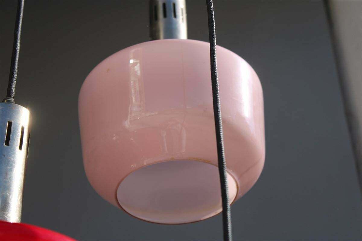 photo vinterior Cascade Chandelier Ceiling Lamp Vistosi Red Green Pink 1950s Mid Century Italy