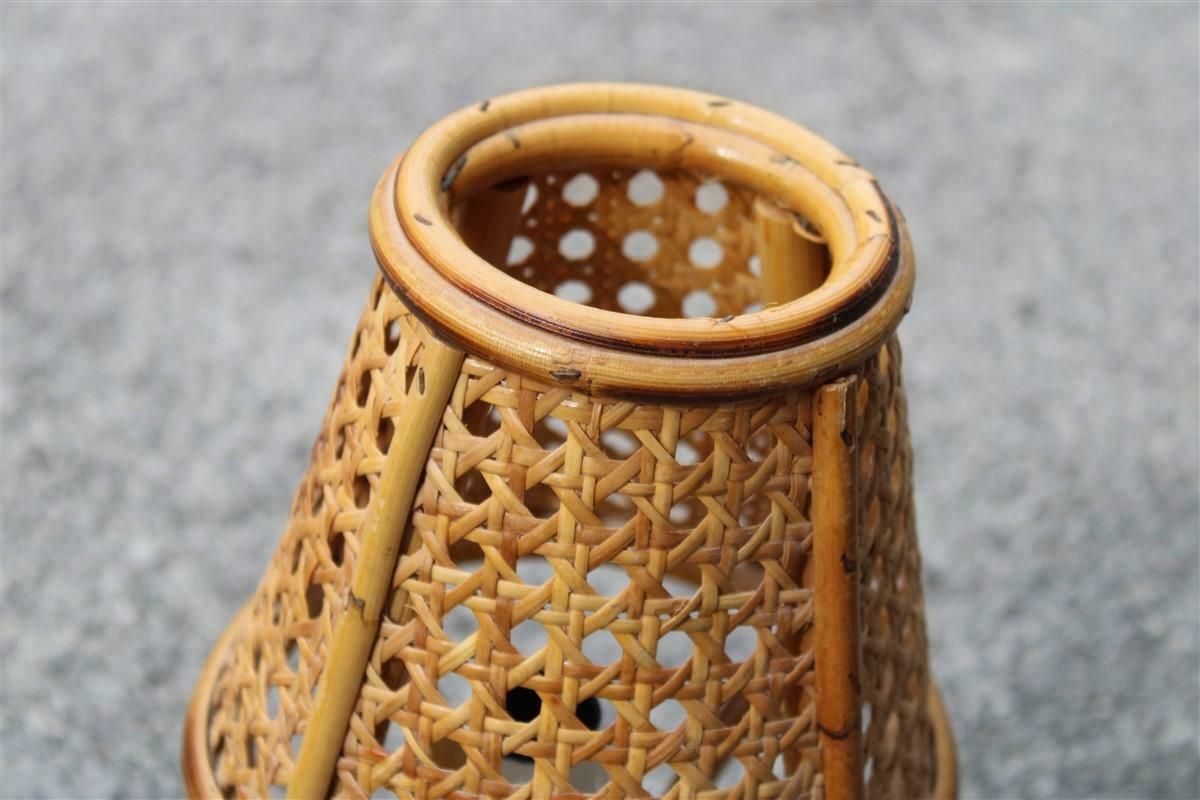 Pair Of Bamboo And Straw Table Lamps Italy 1960s photo Lighting
