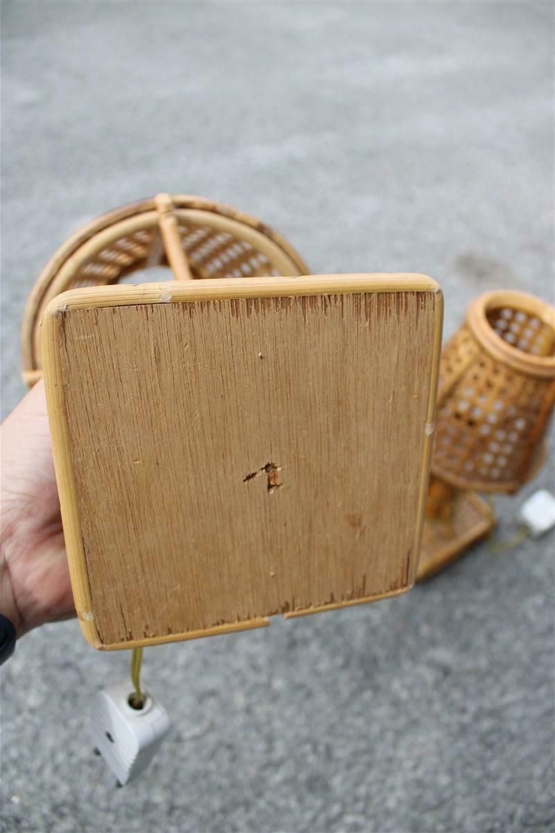 Pair Of Bamboo And Straw Table Lamps Italy 1960s photo buy
