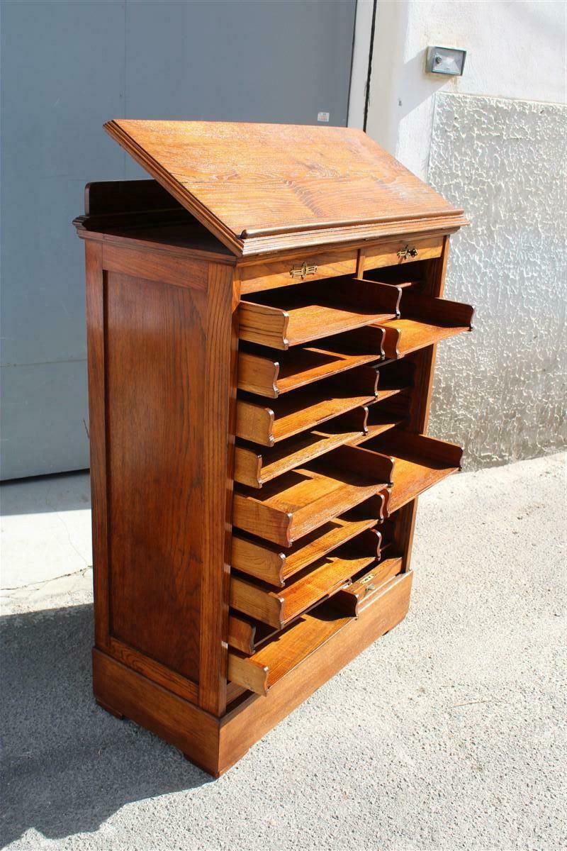 Rare Art Nouveau Chestnut Document Cabinet 1910 Italy photo for sale