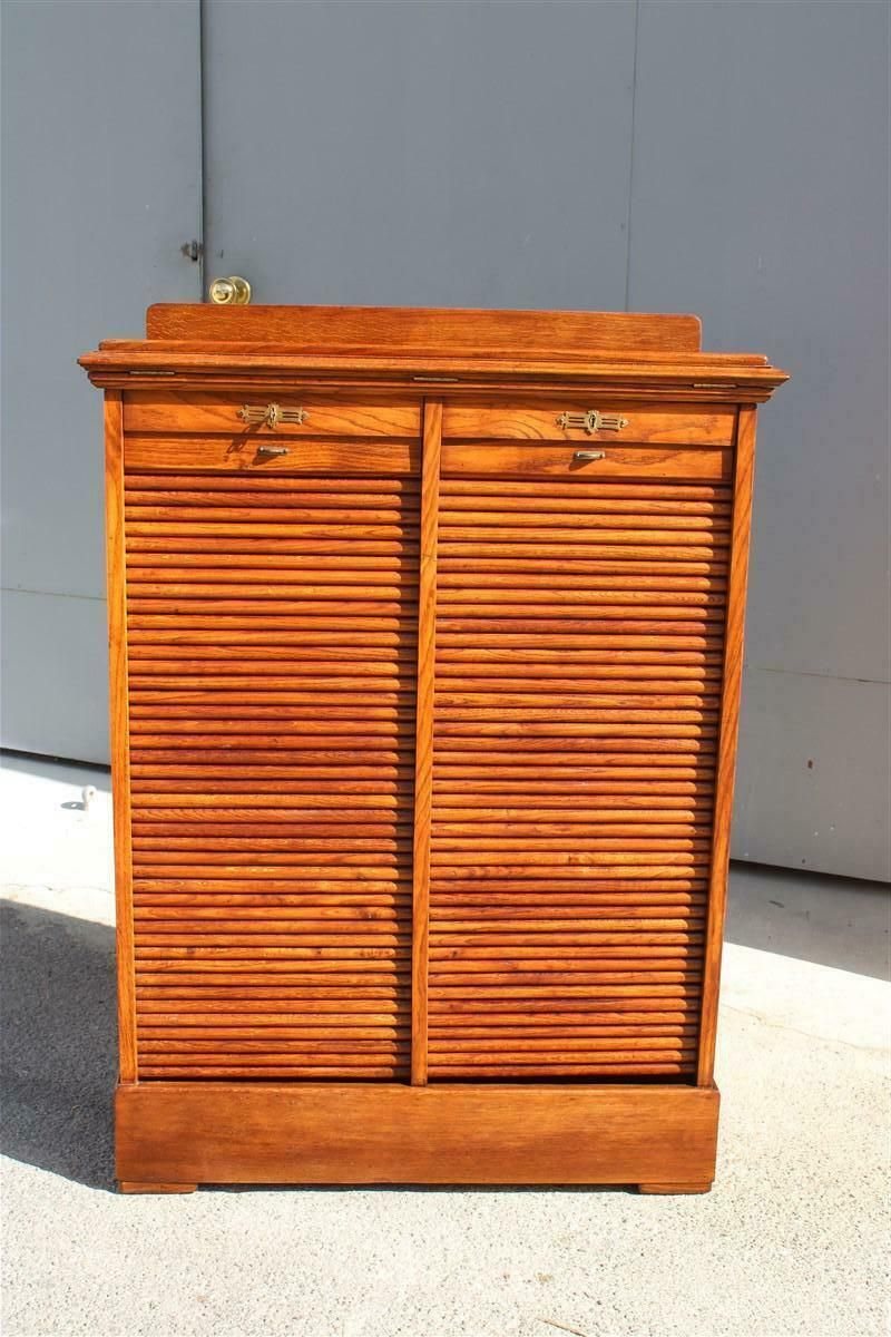 Furniture Rare Art Nouveau Chestnut Document Cabinet 1910 Italy photo