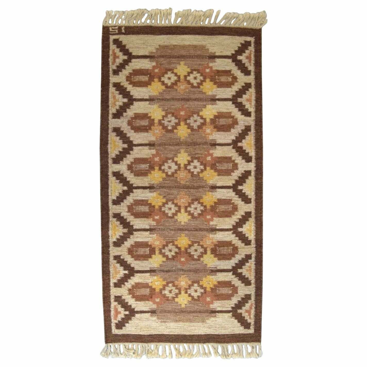 Ingegerd Silow For Rölakan, Sweden. Handmade Wool Rölakan Carpet.