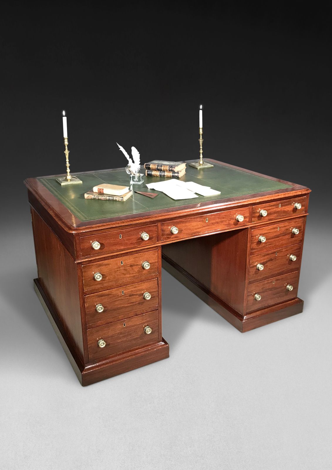 Early 19th Century Mahogany Twin Pedestal Partners’ Desk