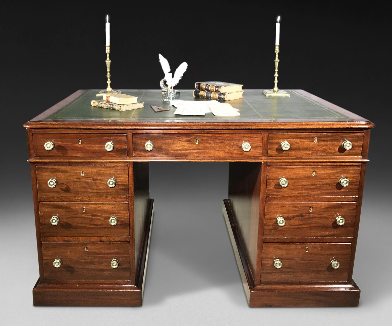Early 19th Century Mahogany Twin Pedestal Partners’ Desk photo vintage
