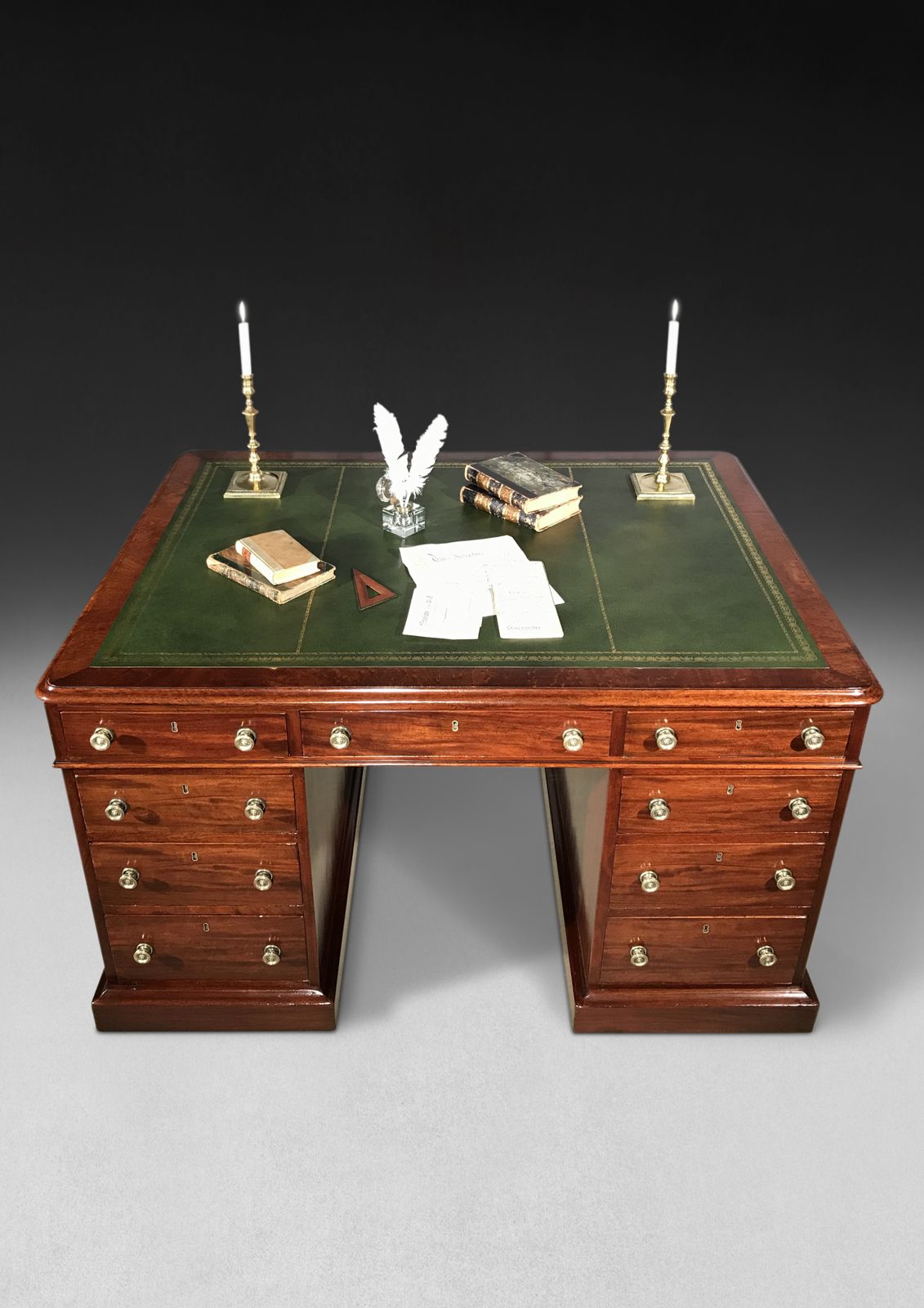 photo furniture Early 19th Century Mahogany Twin Pedestal Partners’ Desk