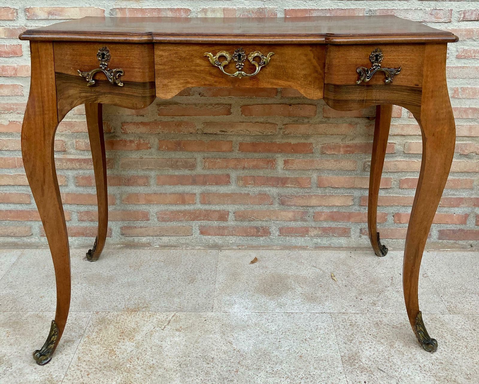 19th Century Louis XV French Desk With Cabriolet Legs, 1890s photo for sale