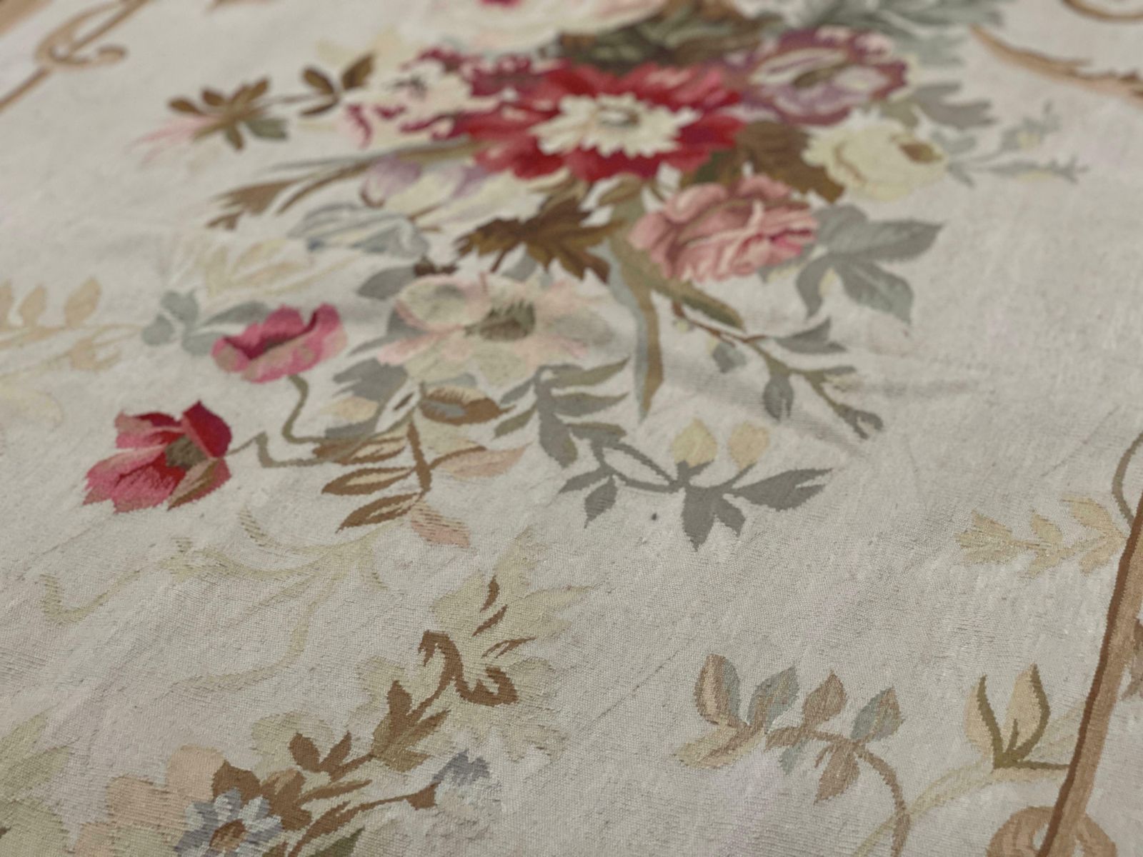Beige Aubusson Runner Rug Floral Livingroom Rugs Magnificent Home Decor Carpet photo Textiles