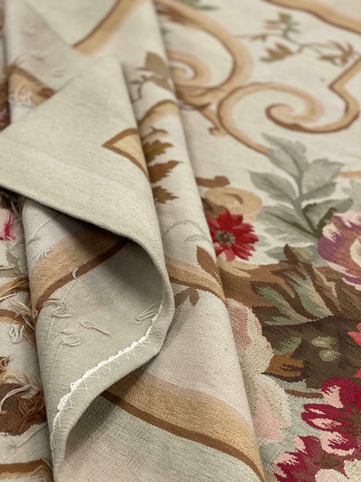 Beige Aubusson Runner Rug Floral Livingroom Rugs Magnificent Home Decor Carpet photo vinterior