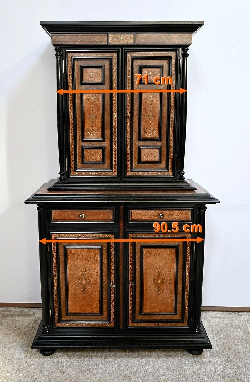 Small Two Body Buffet In Blackened Wood And Thuya Burl, Stamped Gordóvil, Renaissance Taste, Spain   Early 20th Century photo furniture