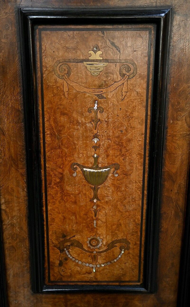 photo for sale Small Two Body Buffet In Blackened Wood And Thuya Burl, Stamped Gordóvil, Renaissance Taste, Spain   Early 20th Century