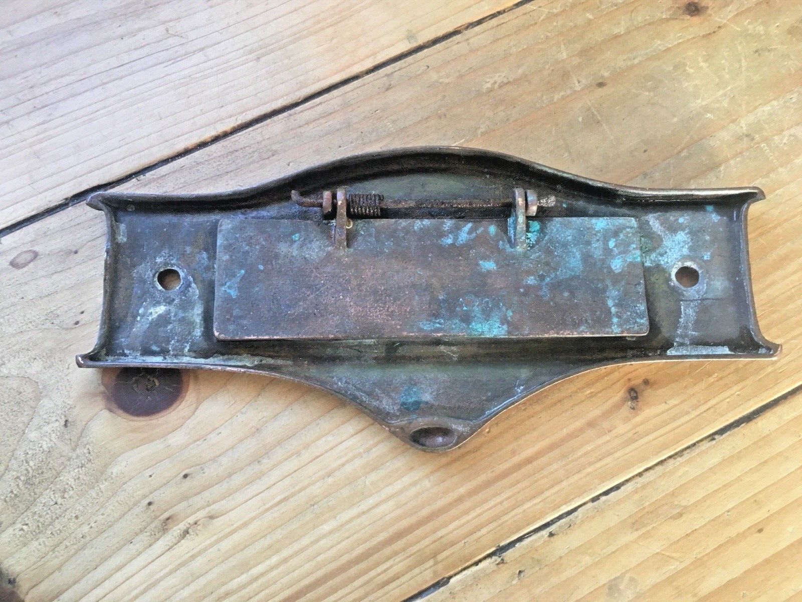 Reclaimed Antique Art Nouveau Bronze Brass Door Letter Box Mail Posting Slot photo vinterior
