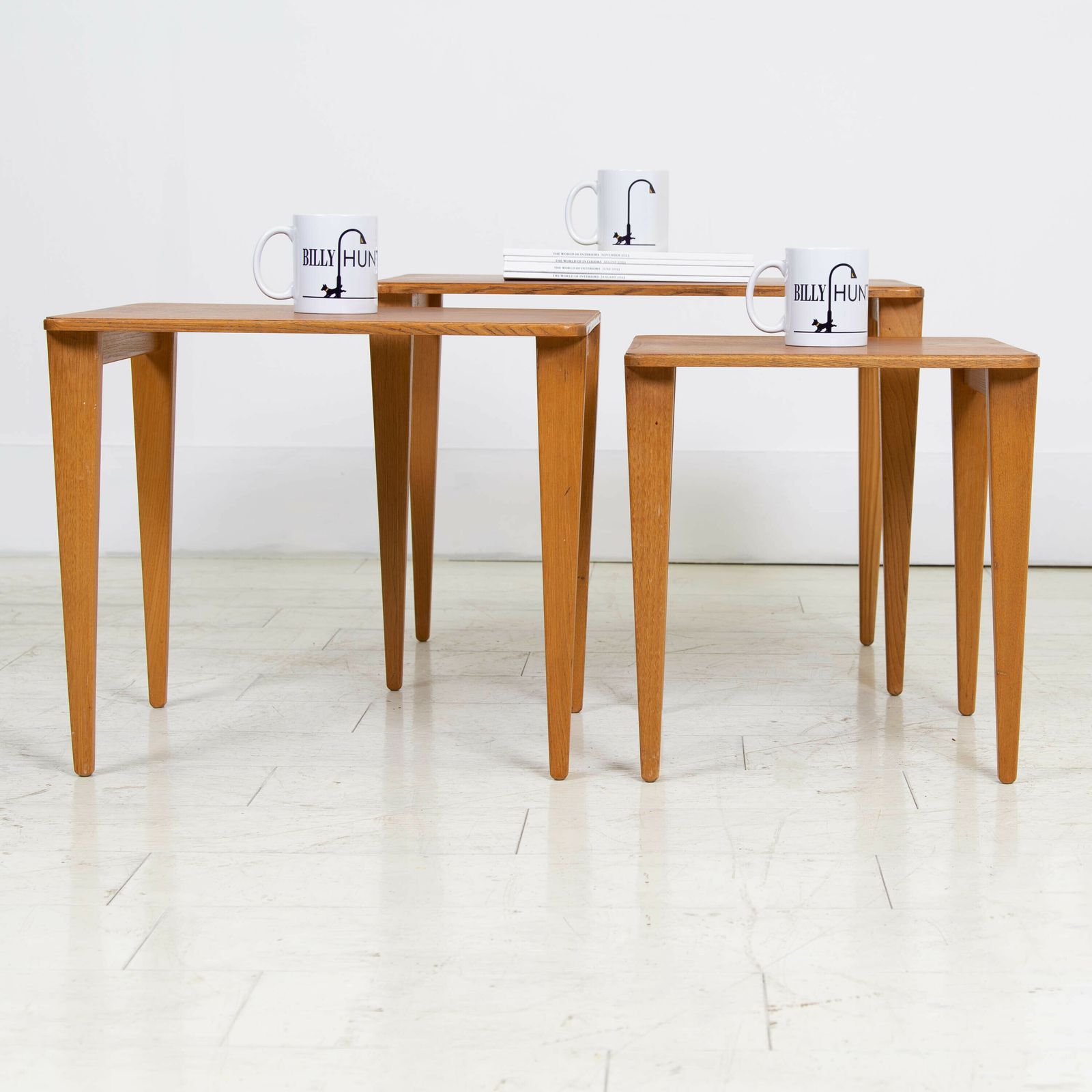 Mid Century Nest Of Teak And Oak Gordon Russell Side Tables photo vinterior