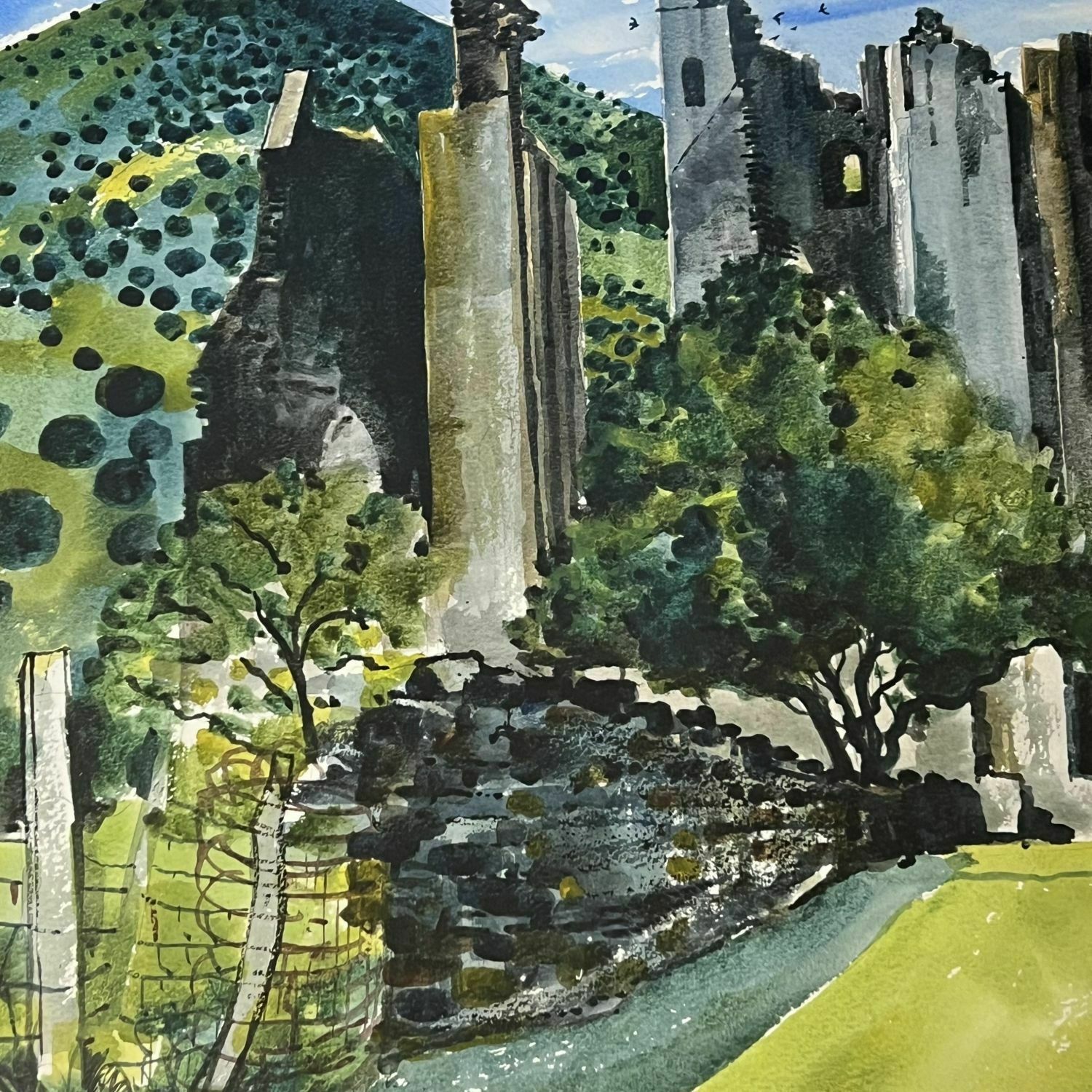 Rigby Graham Watercolour Painting Of Llanthony Abbey photo furniture