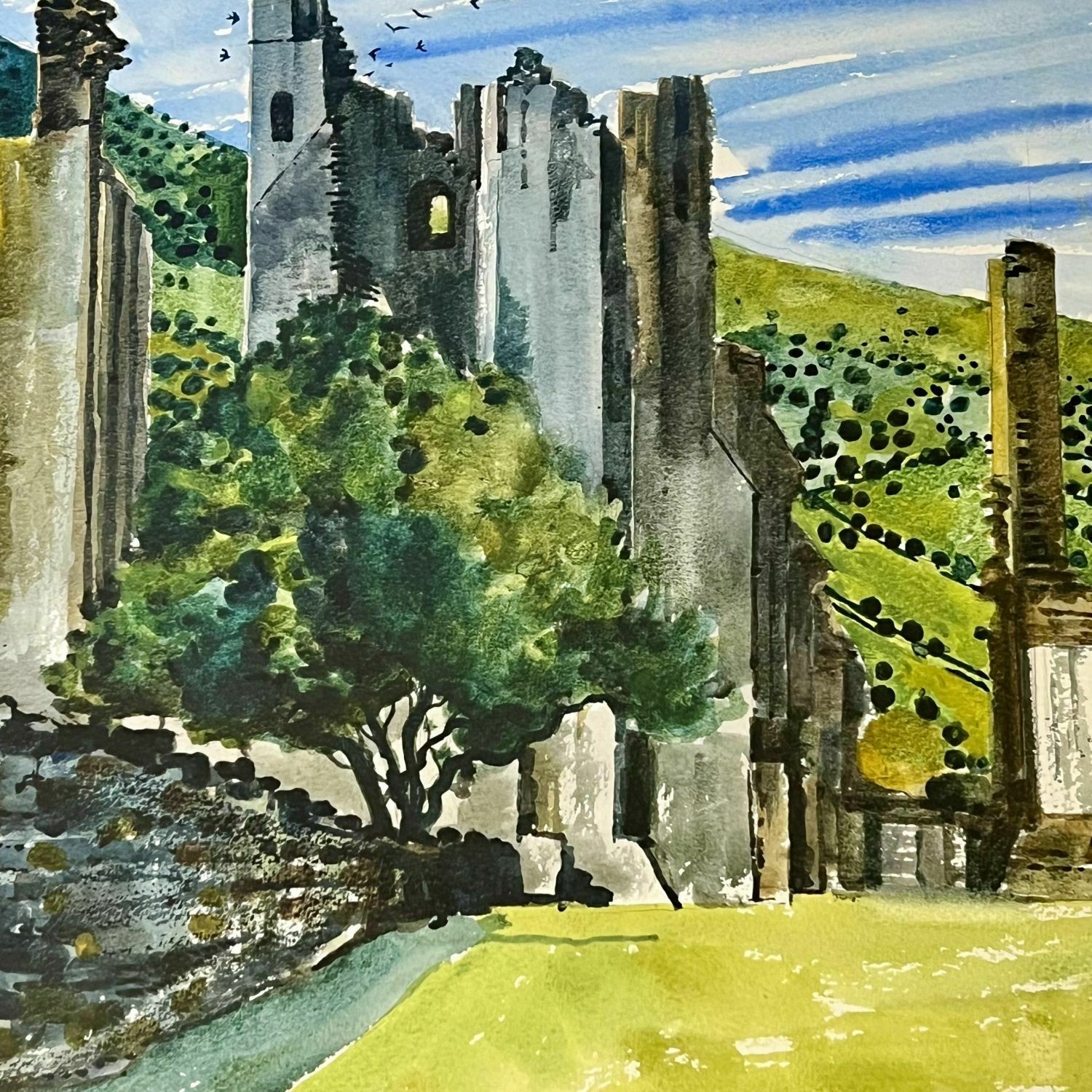 Rigby Graham Watercolour Painting Of Llanthony Abbey photo for sale
