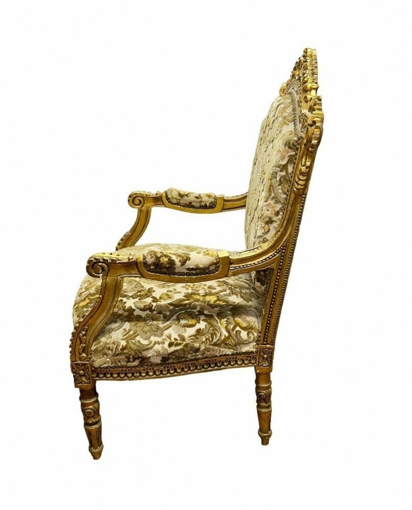 Furniture Pair French Gilt Armchairs Louis XVI Fauteuil photo