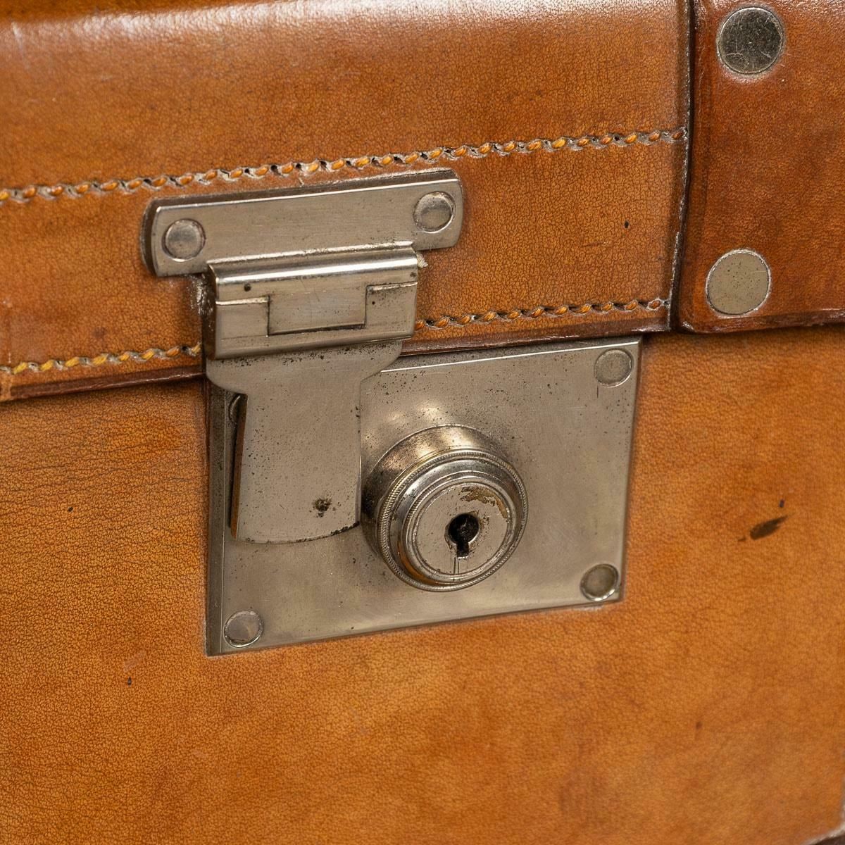 photo for sale 20th Century English Leather Trunk On Metal Stand, C.1910