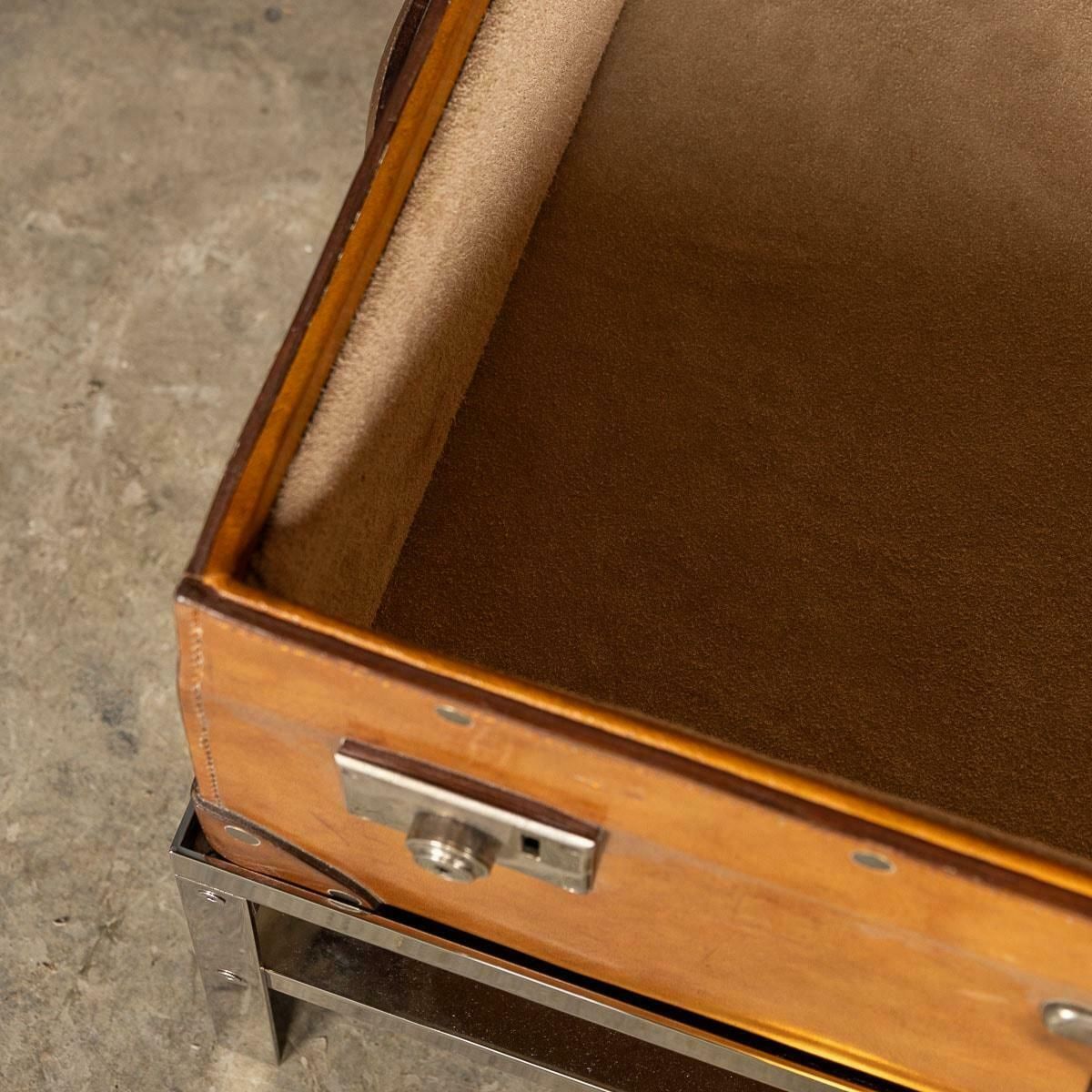 photo buy 20th Century English Leather Trunk On Metal Stand, C.1910
