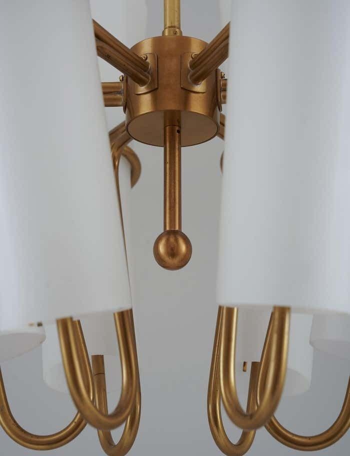 Lighting Chandelier In Brass And Opaline Glass By Hans Agne Jakobsson photo