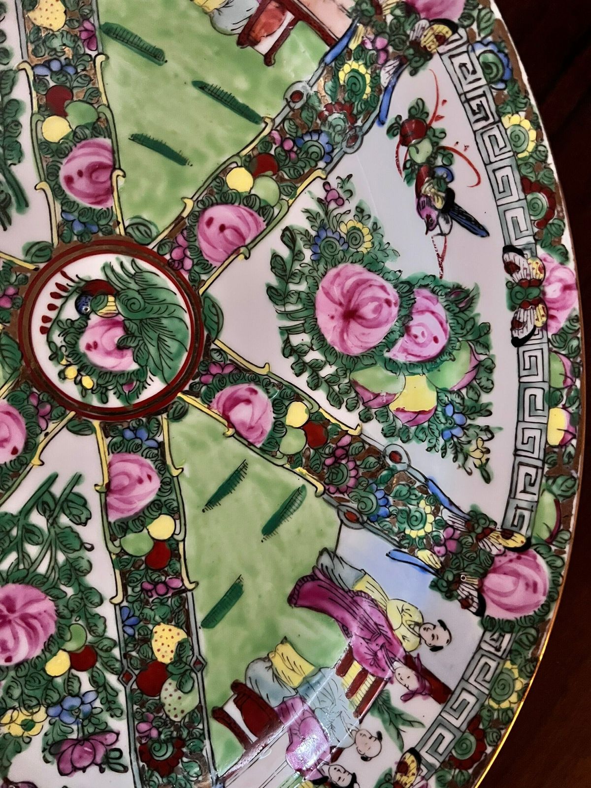 Two Chinese Porcelain Medallion Large Platters, Chinese Famille Rose Oval Platter photo vintage