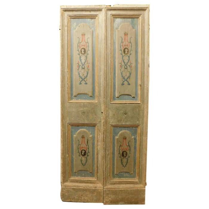 Old Painted Double Door, From Naples Italy
