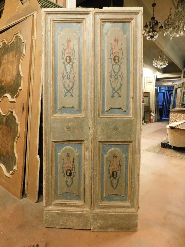 Old Painted Double Door, From Naples Italy photo for sale