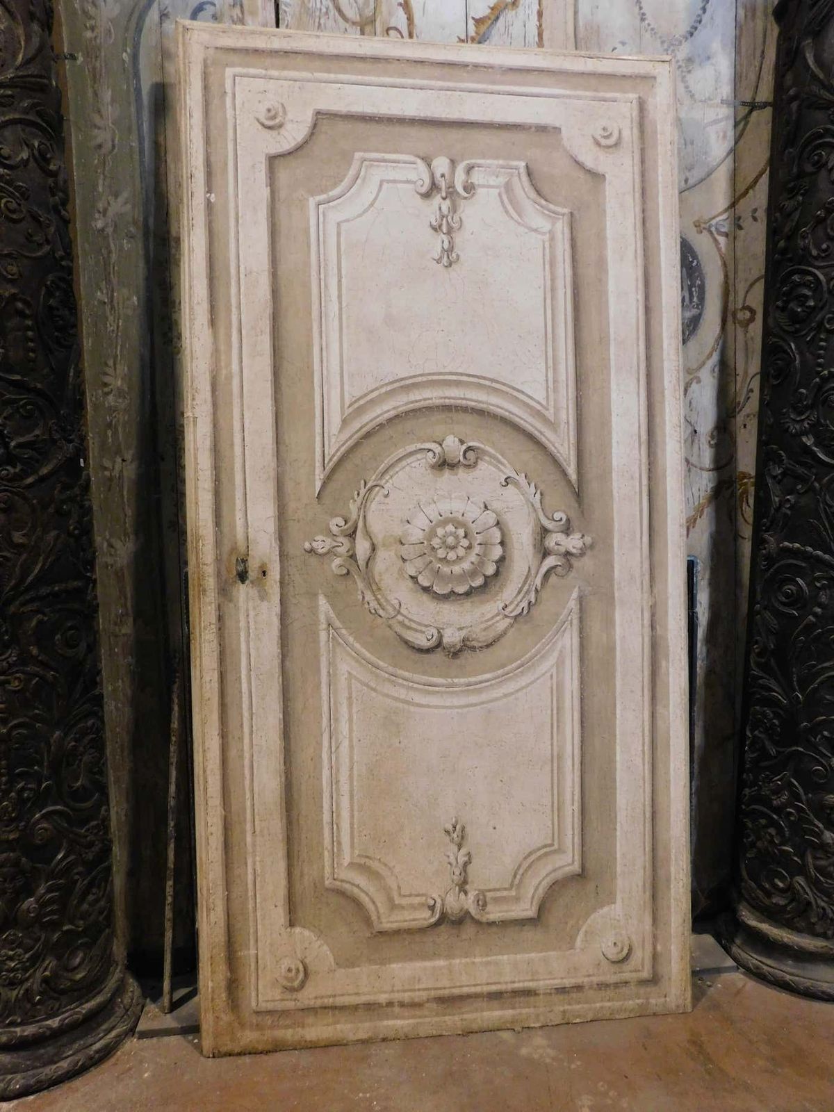 N.2 Antique Wooden Doors, Richly Painted Double Sided Different Theme, Italy photo furniture