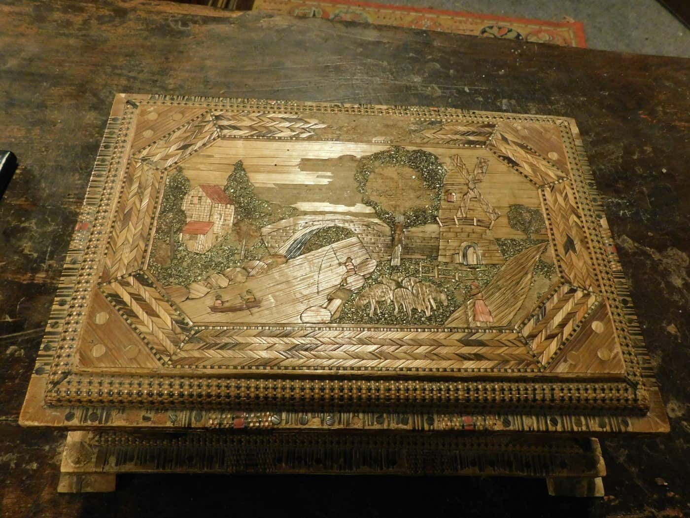 Box For Jewels Or Treasures, Inlaid With Straw, Italy photo for sale